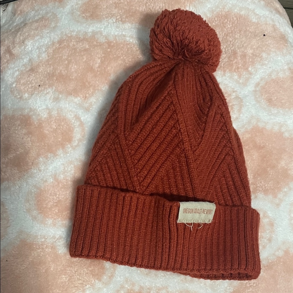 Legacy Kids Knit Beanie with Pom Pom - Rust